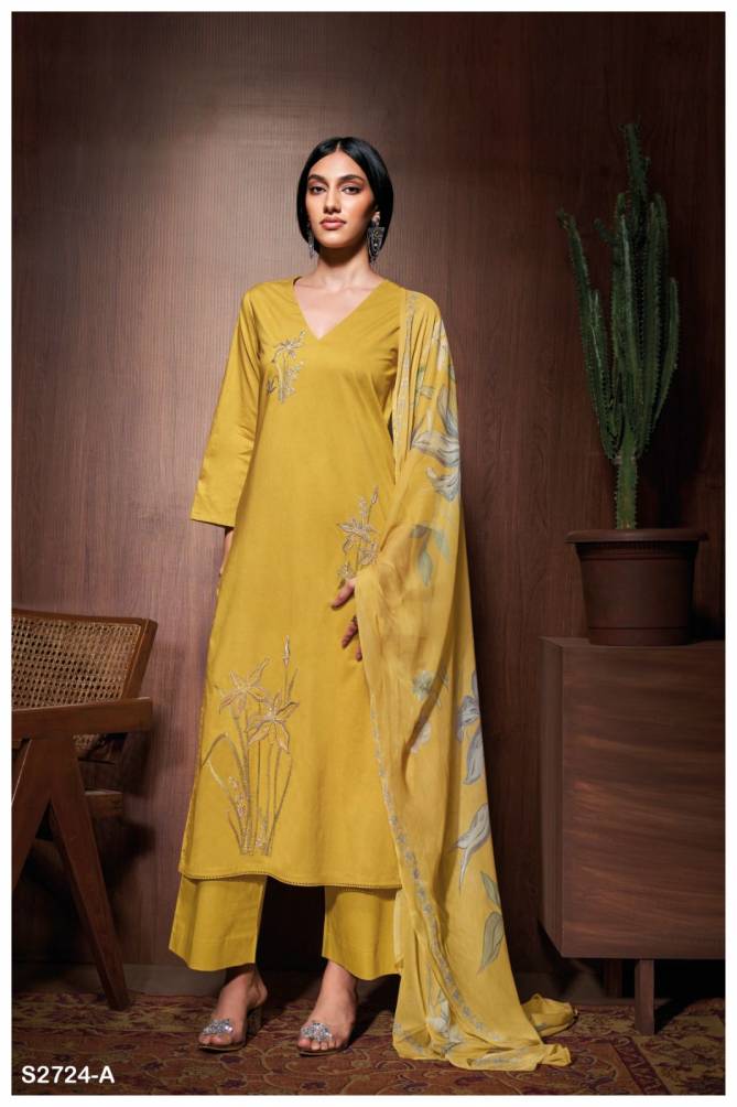 Viha 2724 By Ganga Embroidery Premium Cotton Dress Material Wholesale Price In Surat